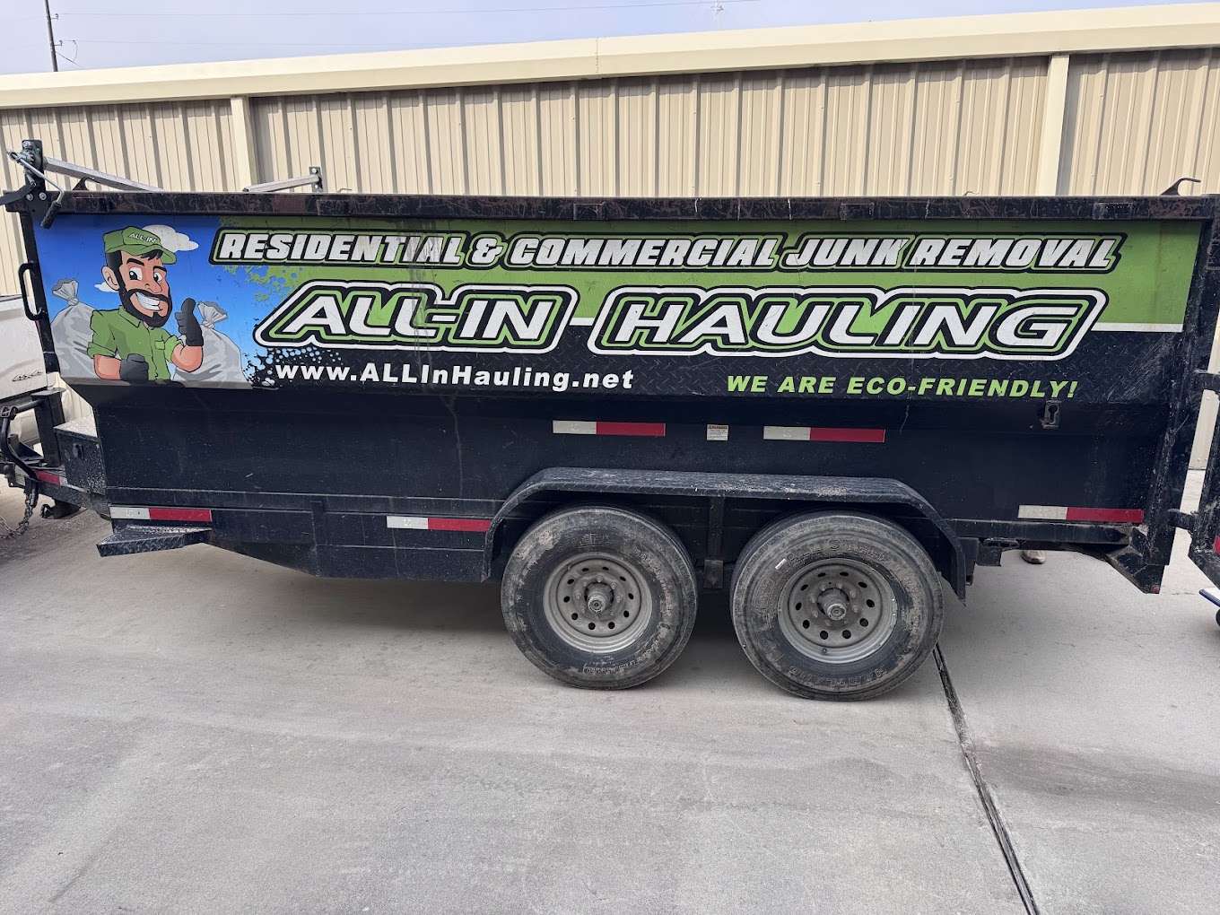 All-In Hauling dumpster rental trailer serving Conroe, TX